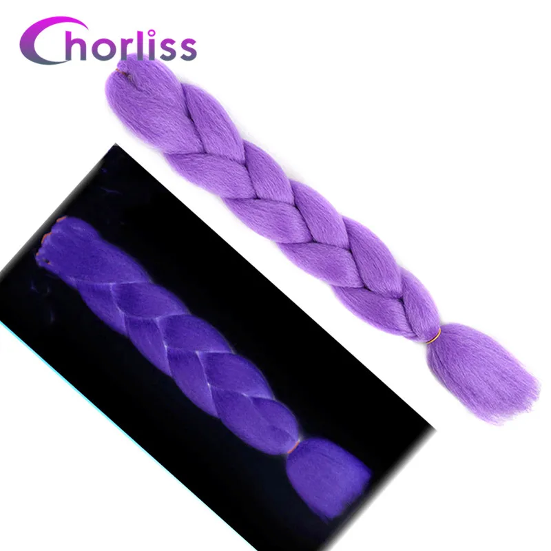 Chorliss, огромные косички, Омбре, синтетические косички, цветные, вязанные крючком косички, волосы для наращивания, 613, розовый, фиолетовый, 24 дюйма(65 см), блонд - Цвет: Purple