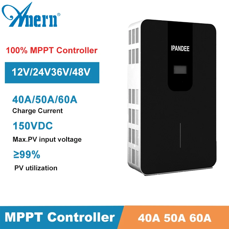 

Anern MPPT 60A 50A 40A Solar Charge and Discharge Controller 12V 24V 36V 48VAuto for Max PV 150VDC Lead Acid Lithium Battery