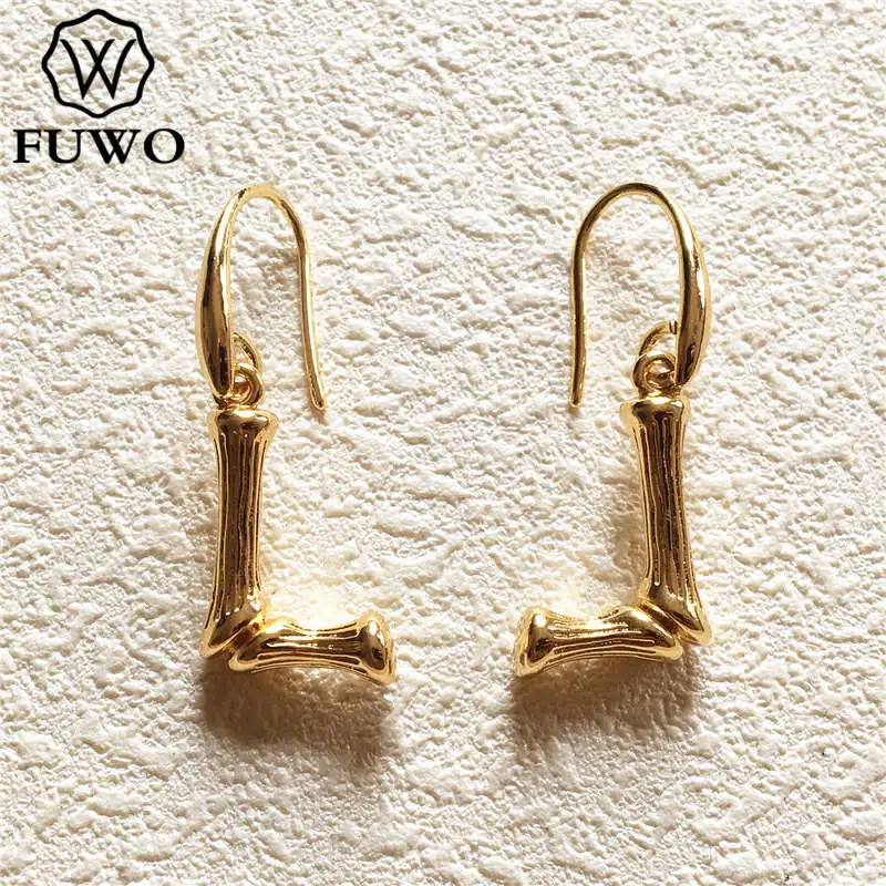 Женские медные серьги-подвески с буквами FUWO элегантные серьги золотого цвета