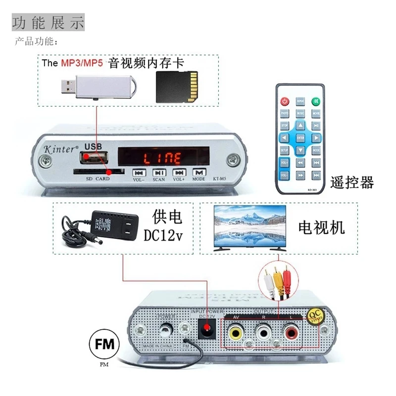 

Kinter M5 High Qunlity MP5 USB/SD/FM Digital Player without Bluetooth