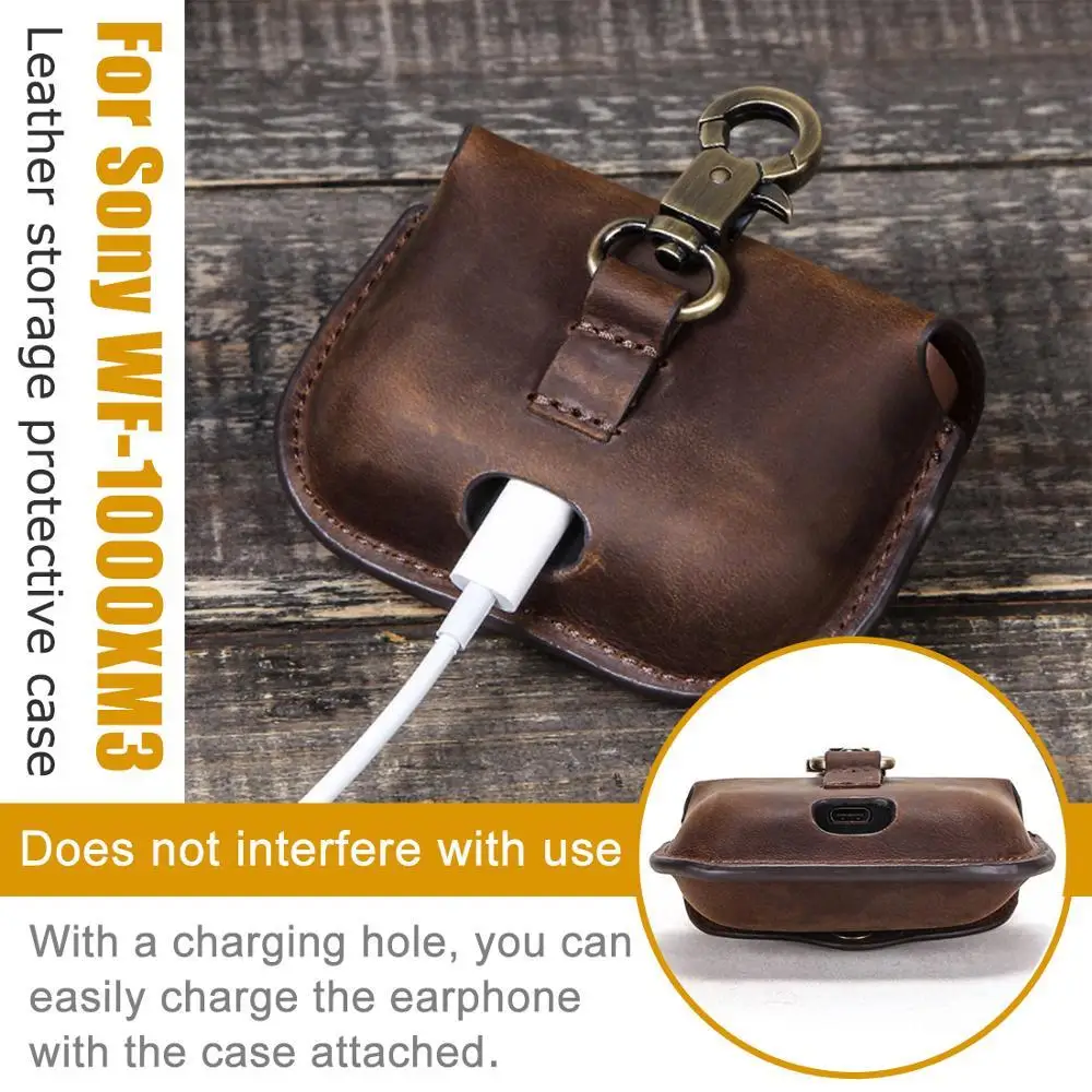 

Headphone Genuine Leather Case For Sony WF-1000XM3 Protective Cover Earpods Accessories Earphone Bags
