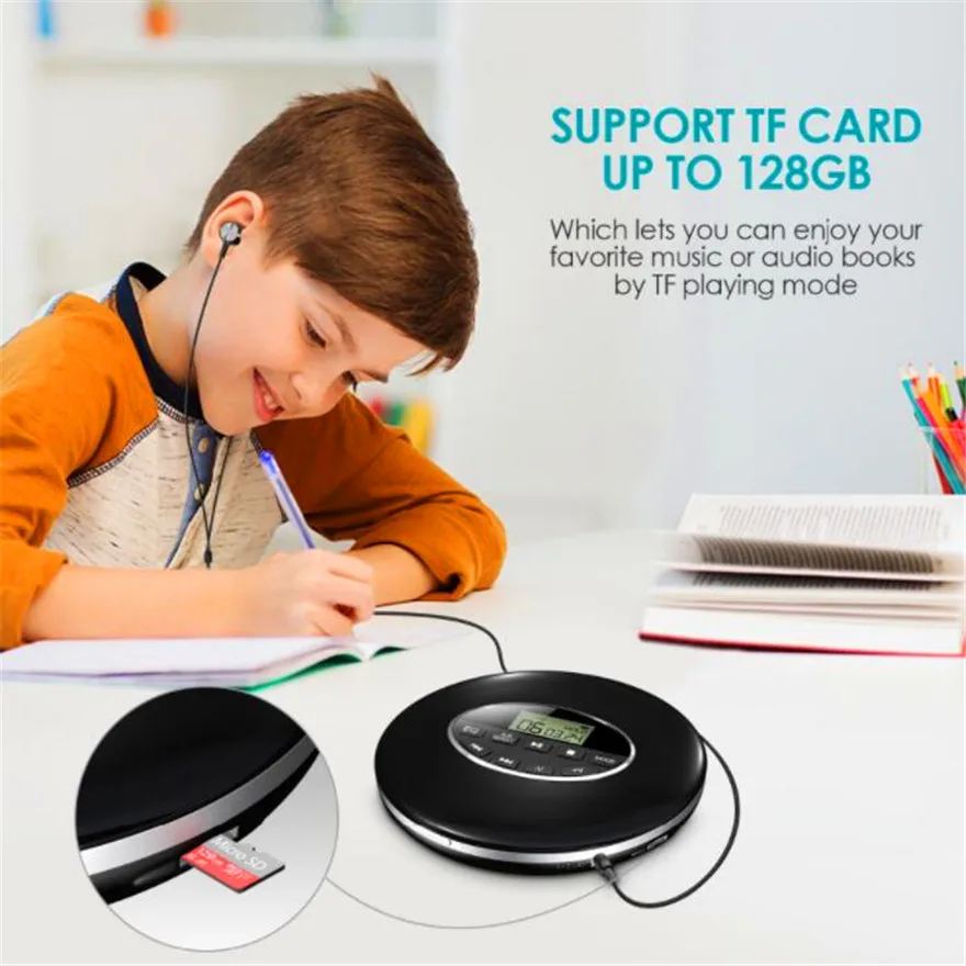 Cd-плеер Walkman портативный Discman Cdplayer Hifi для автомобильной музыки Hi-Fi диск Bluetooth один
