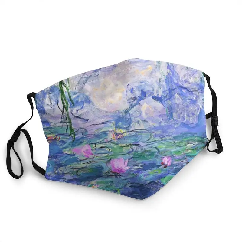 

Claude Monet Water Lilies Mask Dustproof Reusable Garden Paintings Face Mask Protection Unisex Adult Respirator Mouth-Muffle