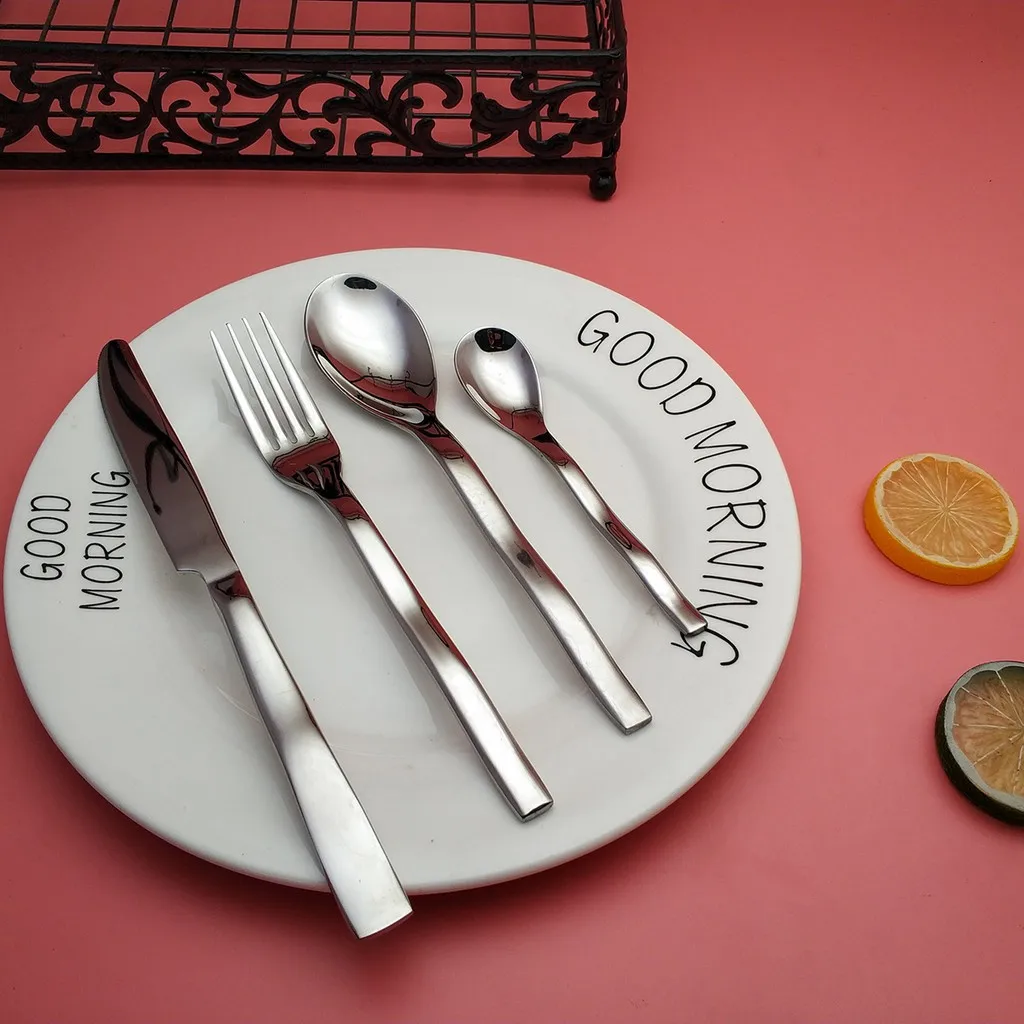 

Набор столовых приборов из нержавеющей стали, вилка, ложка, кофейная ложка, дизайн волны горячая распродажа