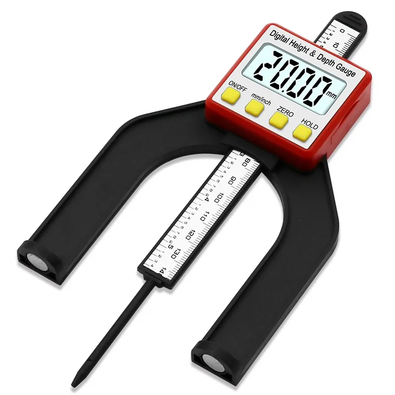

Digital Depth Caliper Height Gauge Digital Tread Depth Gauge LCD Magnetic Self Standing Aperture 0-80mm