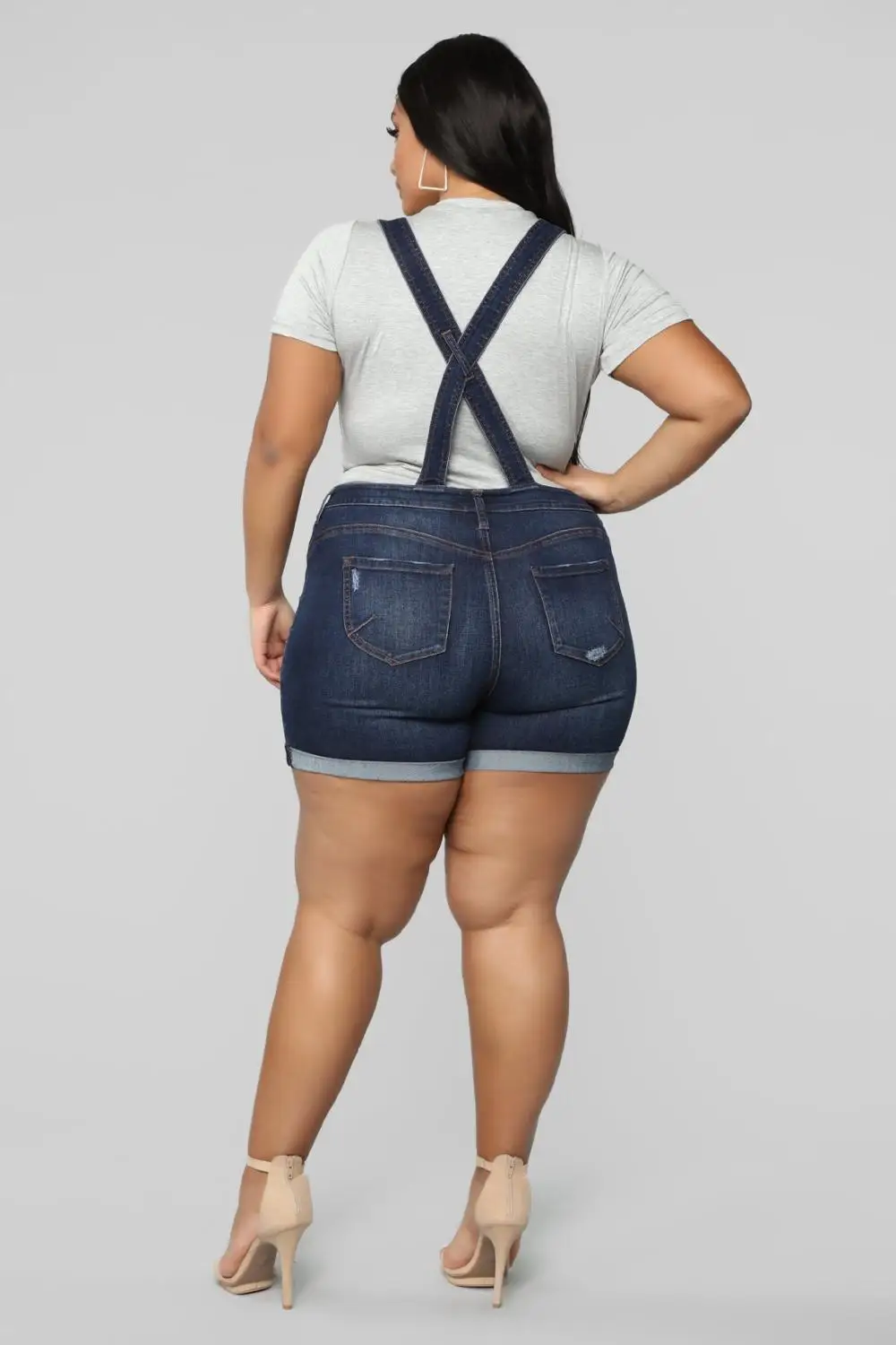 

Plus Size L-6XL Fashion Women Solid Denim Overall Jumpsuits 2020 Autumn Hot Sale Single-breasted Bodycon Pockets Short Rompers