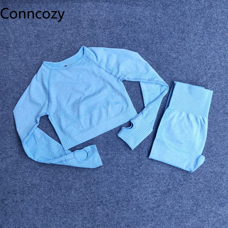 

Gym Set Women Fitness Sport Yoga Suit Seamless Women Yoga Sets Long Sleeve Clothing Female Sport Set Running Clothes 2pcs Ropa