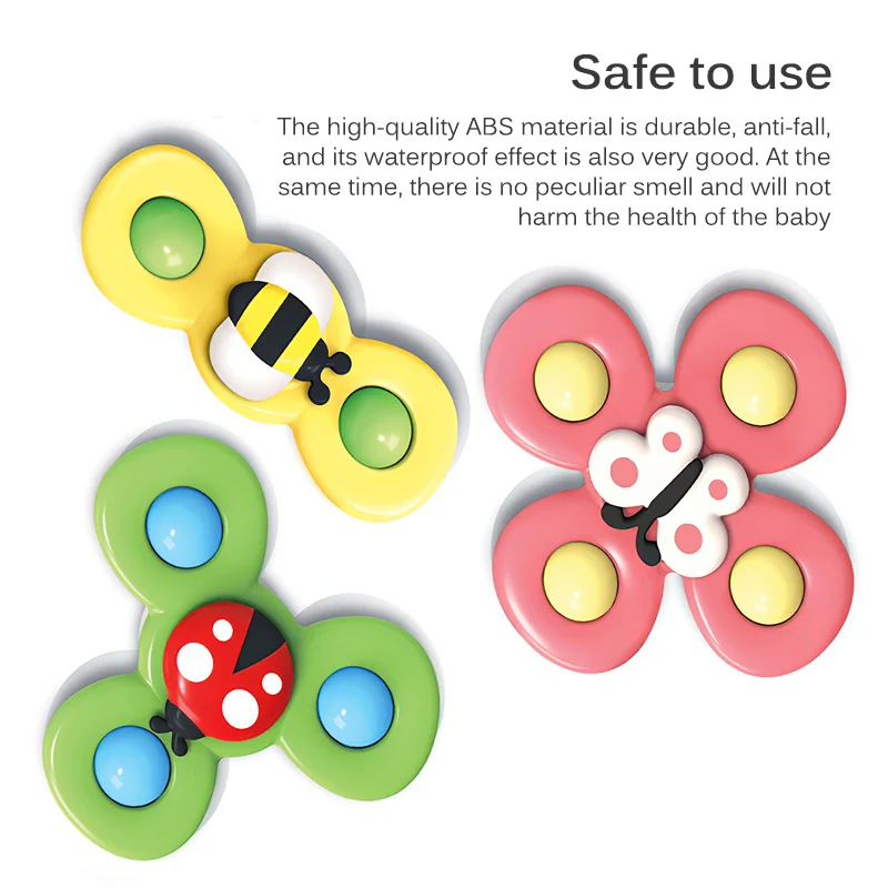 

Gyro Insect Sucker Spinner Rattle For Kids Table Dinner Soothe Water Bath Toys For Baby Toddlers Appease Comforting Spinner Toys