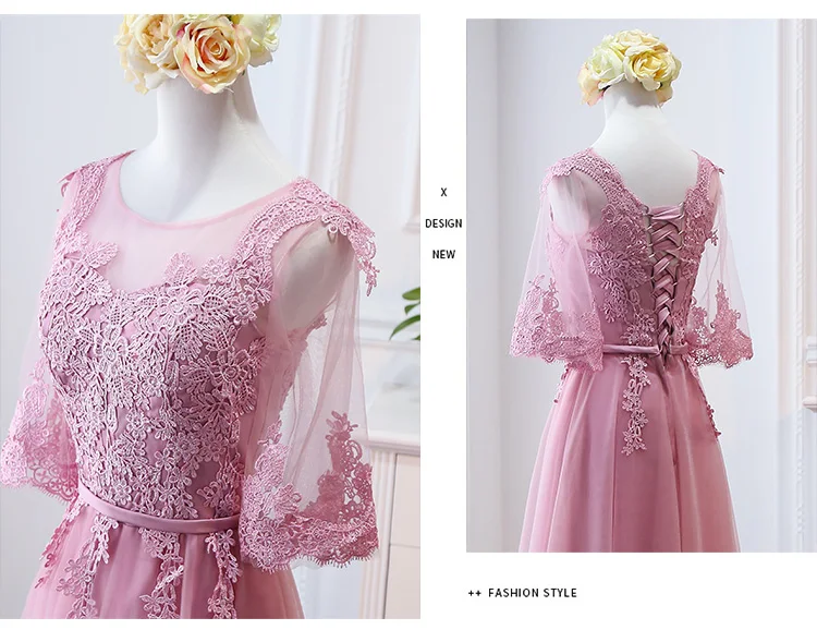 MNZ-9858Z# платье подружки невесты новые зимние рождественские платья средней длины с длинными рукавами г. Бледно-лиловый на шнуровке для девочек