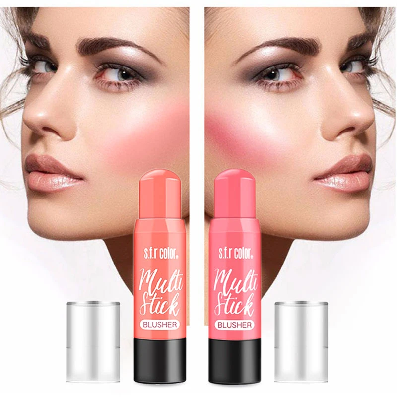 Румяна-стик 6 цветов для макияжа лица блестящий бронзер контурный крем щётка