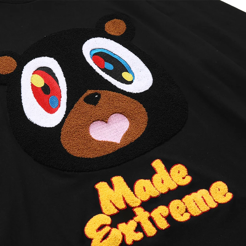 

Women's pullover cartoon fleece animal patchwork pullover men's O-neck retro college style thin hoodie couple streetwear2021