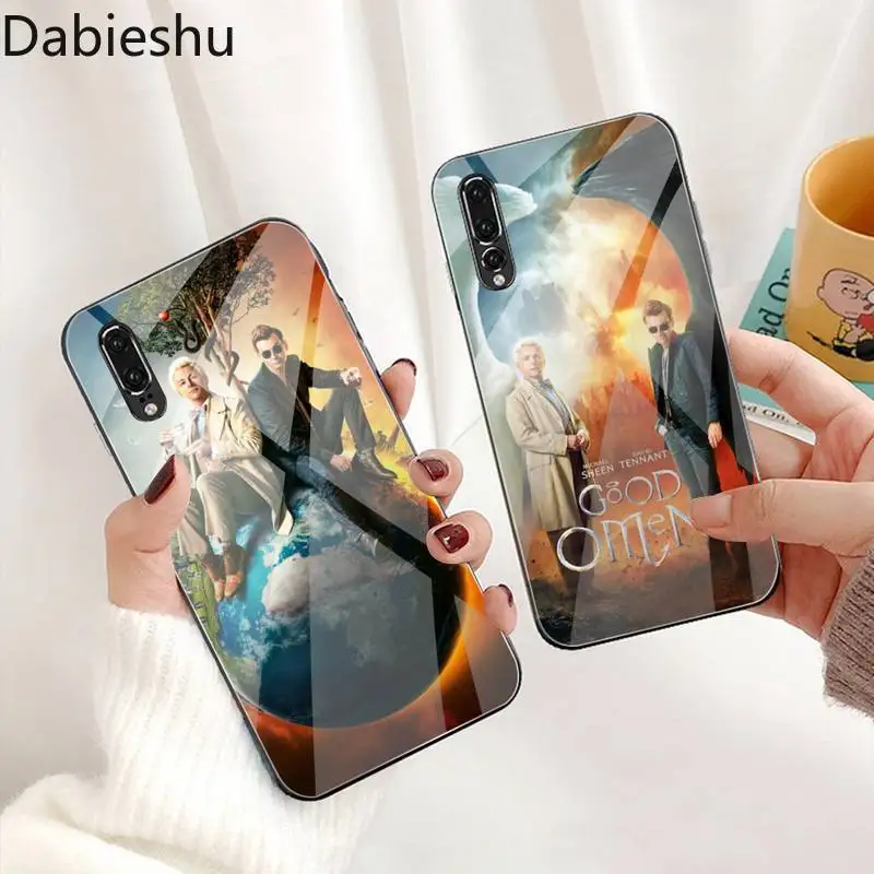 Чехол для телефона Good Omens Ангелы и Демоны из черного силикона с закаленным стеклом для Huawei P30 P20 P10 lite honor 7A 8X 9 10 mate 20 Pro on.