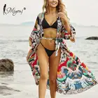 Сексуальная Пляжная накидка Miyouj с глубоким V-образным вырезом, Платье макси с рукавом средней длины, женский купальный костюм, Летнее Длинное пляжное платье, купальный костюм