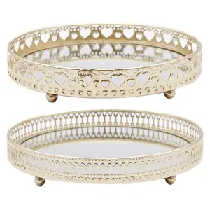 Круглый зеркальный поднос, Настольный косметический поднос для хранения ювелирных изделий, серег, декоративный зеркальный поднос в скандинавском стиле для дома, спальни