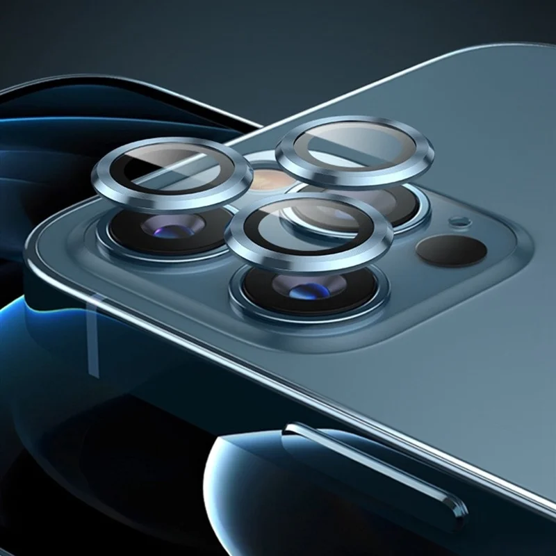 

Anti-Scratch Camera Lens Protector For IPhone 12/13 Pro/ 11 Pro Max Metal Ring Tempered Glass Water-Resistant Durable Film