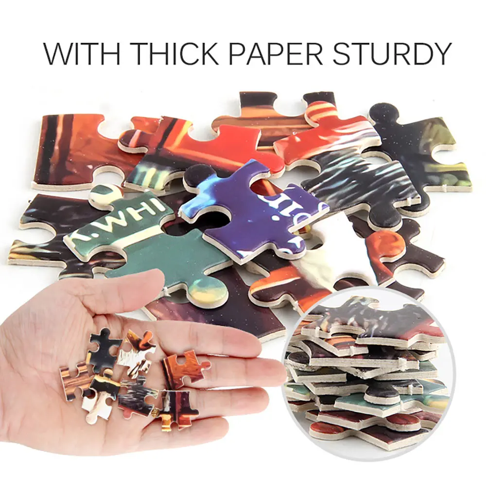 

DIY Assembling Toy 1000 Pieces Jigsaws Puzzles Bookshelf Cat Landscape Puzzle Adults Jigsaw Paper Puzzles Educational Toy Gift