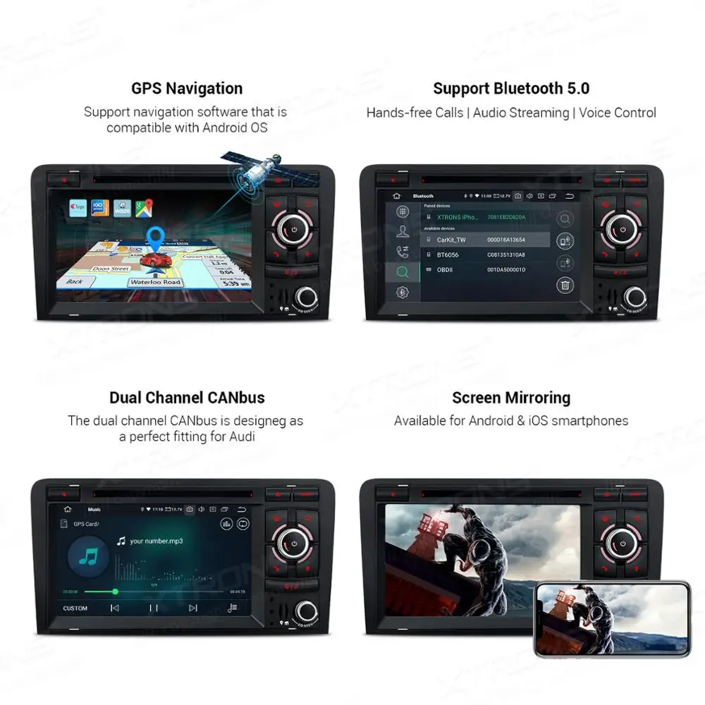 XTRONS Android 10 0 Qualcomm Bluetooth 5 автомобильный стерео DVD мультимедийный плеер для Audi A3 8P S3 RS3