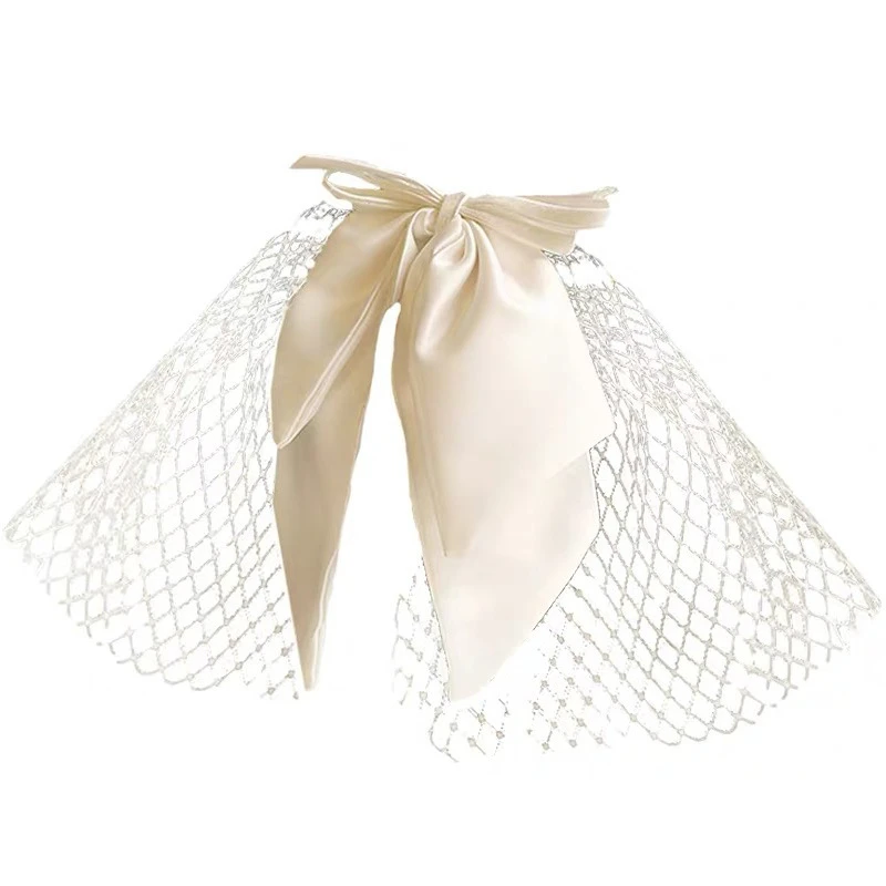 Белый атласный бант аксессуары для волос свадебные невесты украшение фотосъемки