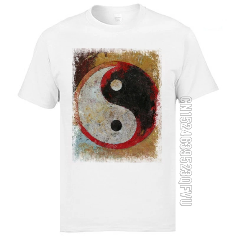 Высококачественные футболки из чистого хлопка облегающие топы с принтом Yin Yang Tai
