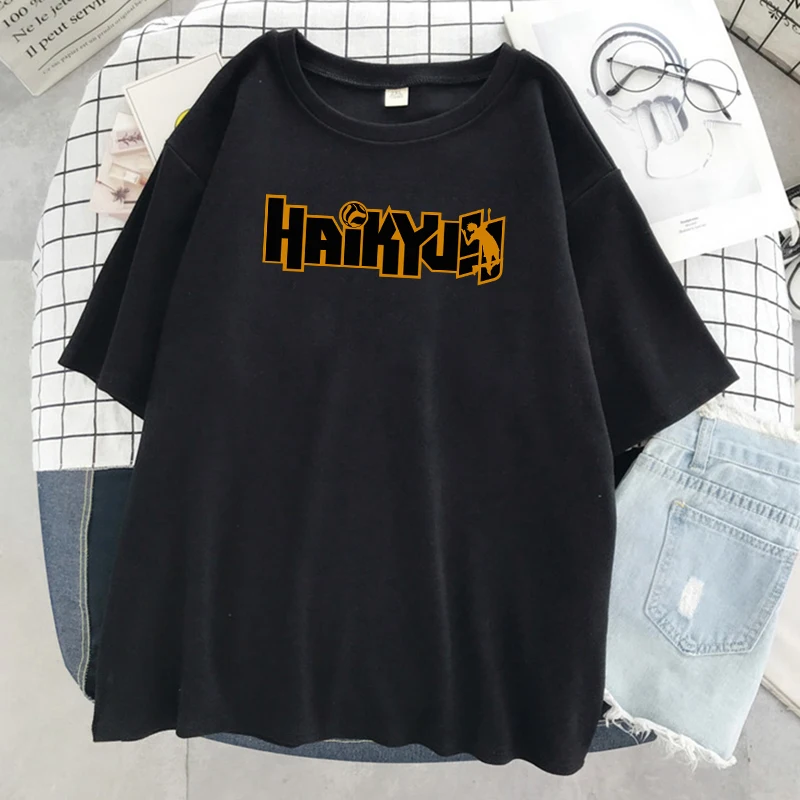 

Anime Haikyuu Letter Style Print Street Fashion T-Shirt O-Neck Loose Short Sleeve Hot sale Brand T-Shirts New Summer Soft Tops