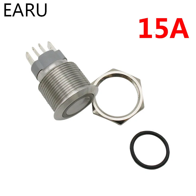 16 мм большая сила тока в амперах 15а металлический кнопочный переключатель