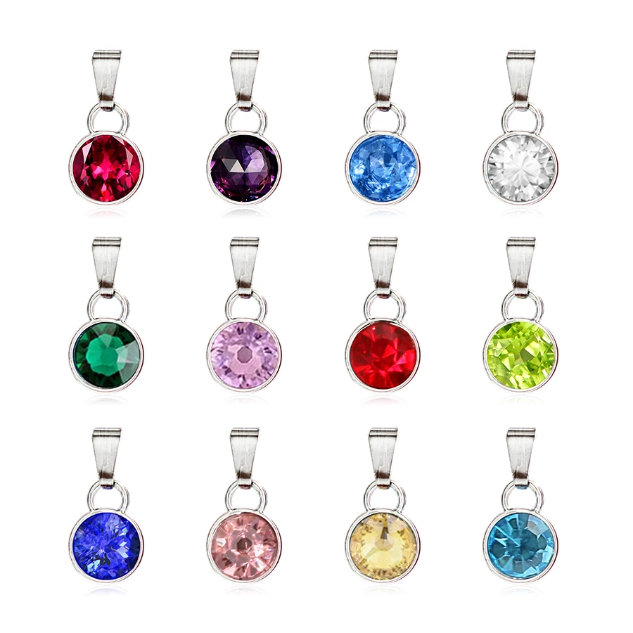 

12pcs Stainless steel Crystal Zodiac birthstone charms lucky stones (12 colors*1) pendants for Pierre Naissance jewelry making