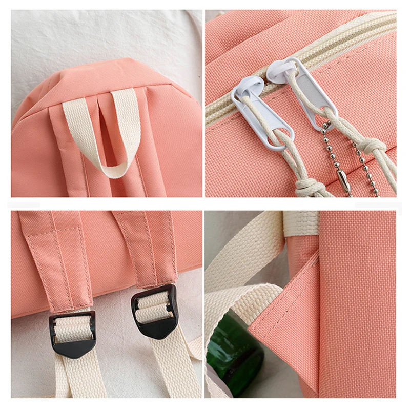 

4 Pcs/set School Bags for Teenage Girls Backpack Women Nylon Middle School Student Bookbag Multifunction Schoolbag