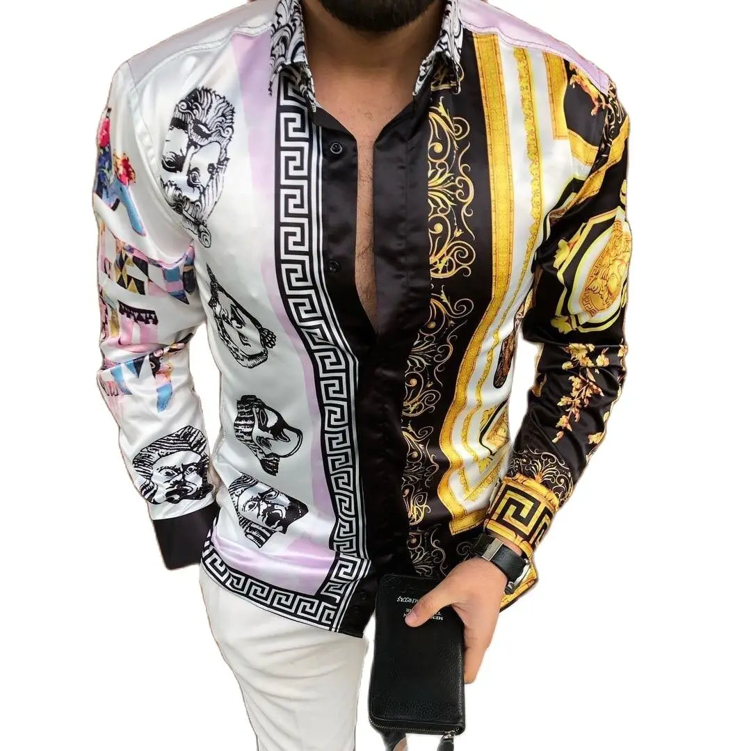 2021 Casual Men's Long Sleeve Shirts Printed Turn-down Collar Shirt Men 2021 Autumn Buttoned Cardigan Tops