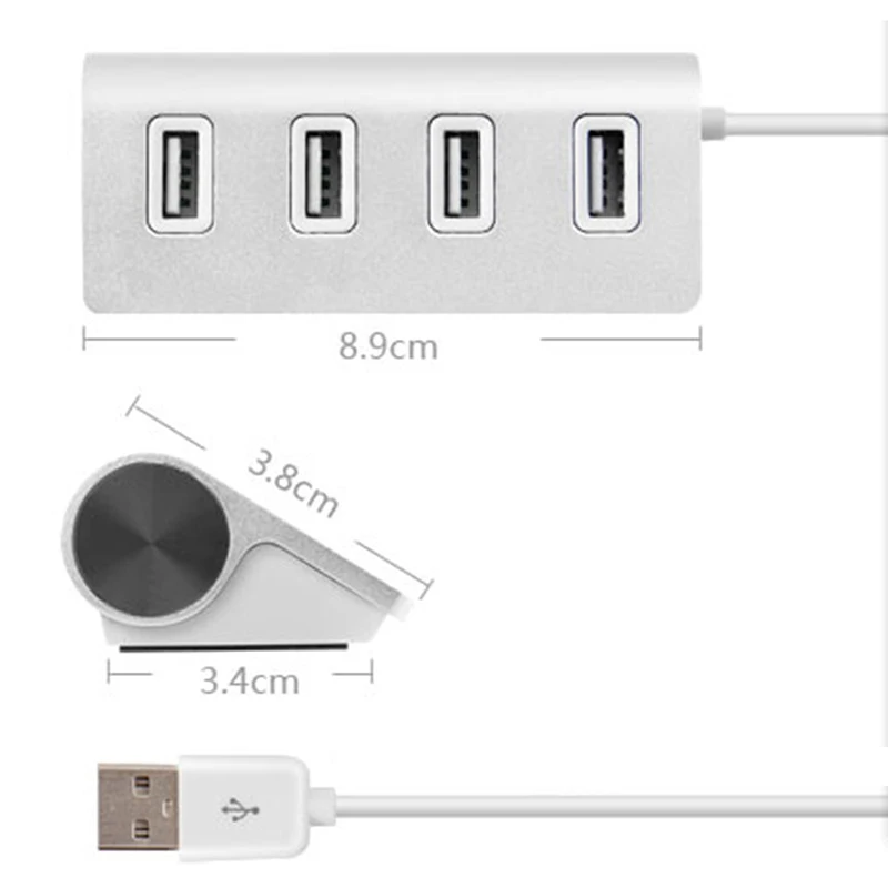 

2020 Powstro Portable 4 Port USB2.0 USB Hub High-Speed Adapter For Books/PCS/Laptops Aluminum USB Hub With Shielded Cable