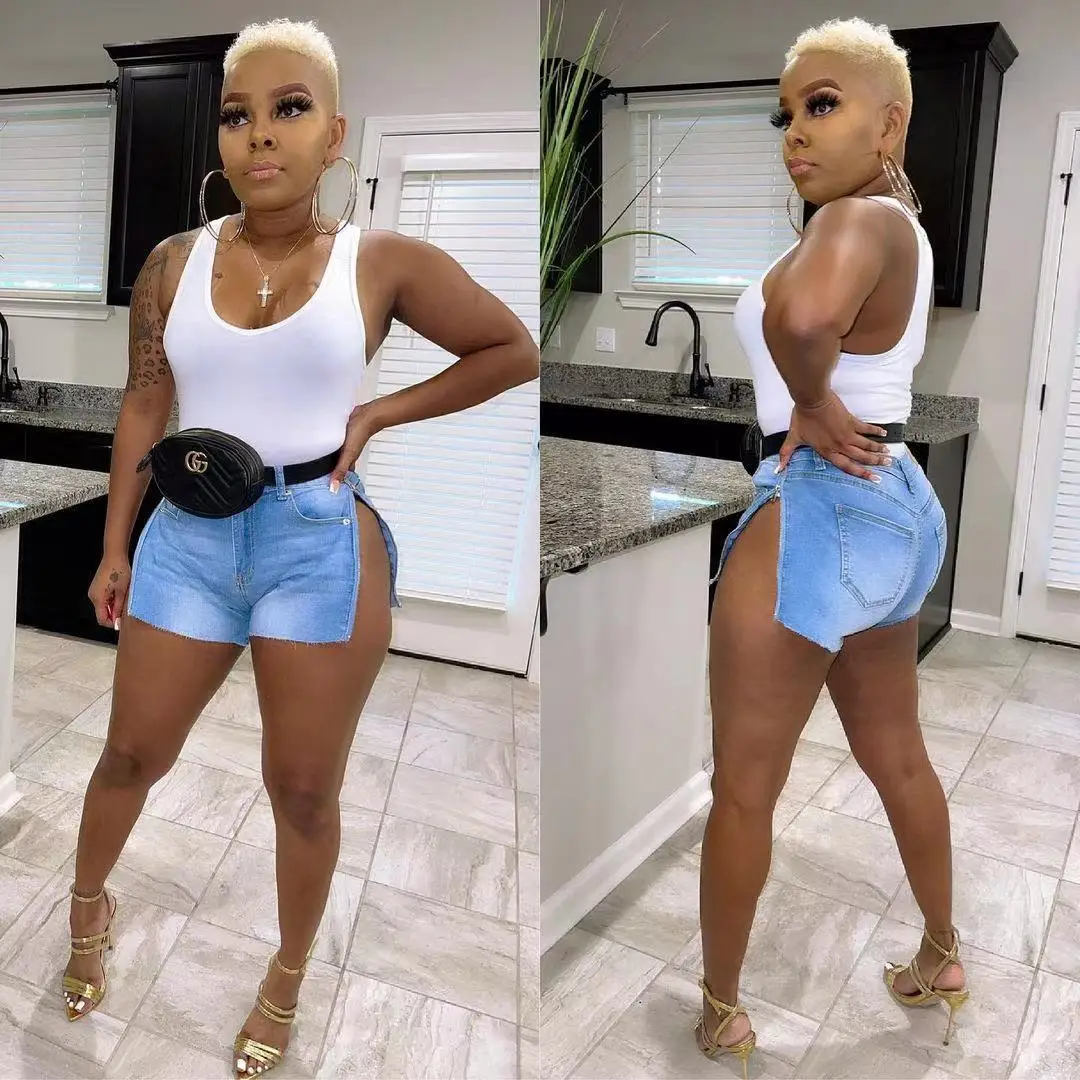 

2021 Summer New Women's Washed Zipper Tassel Ultra Short Jeans