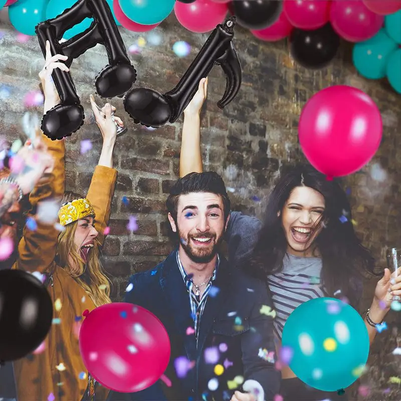 Decoraciones para fiesta de cumplea&ntilde;os con tem&aacute;tica de tendencia de moda para ni&ntilde;os, globos con notas musicales, pel&iacute;cula de aluminio, globos para suministros de fiesta, 2021-4