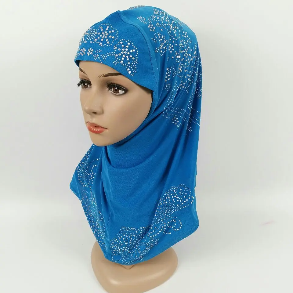 Малазийский мусульманский хиджаб шарф однотонная хлопковая шаль с бриллиантами