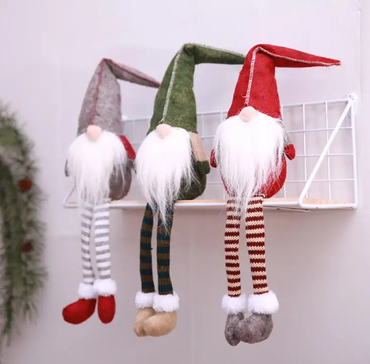 

4 Style Hang Leg Christmas Swedish Figurines Handmade Christmas Gnome Faceless Plush Doll for Ornaments Gifts Kids Xmas Decor SN