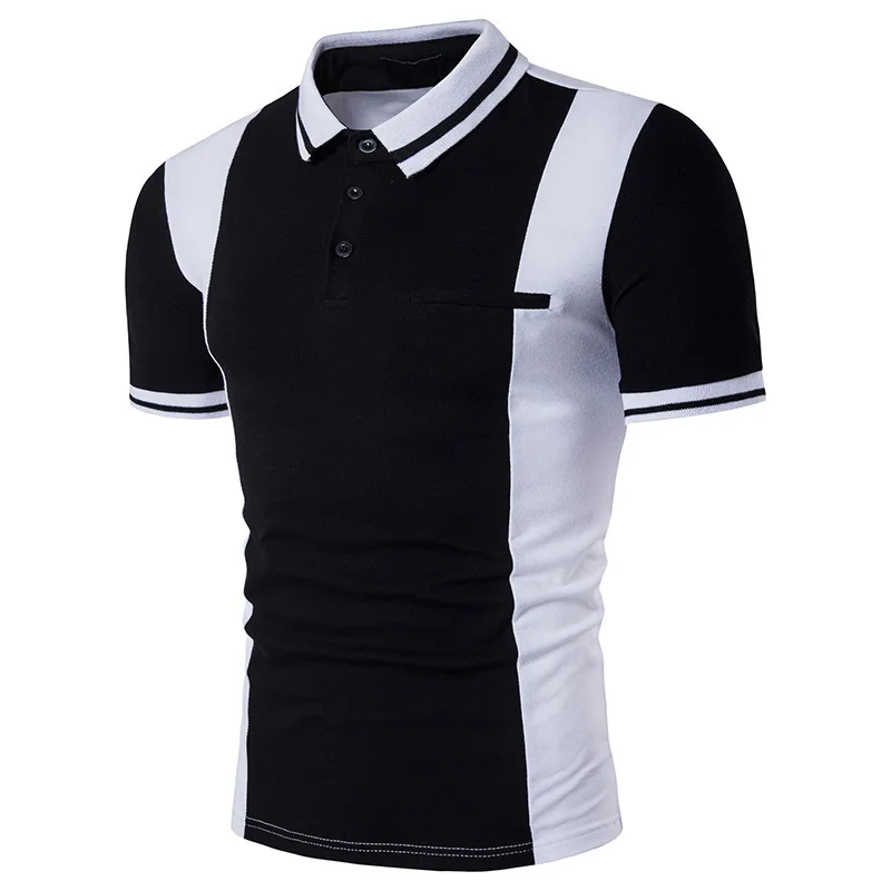 

2020 Summer Men Polo Shirt Black and White ColorShort Sleeves Polo Shirt Silm Fit Casual Young POLO Shirt Mens Clothing