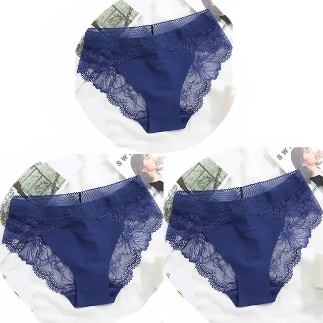 NK01-3PCS Женские трусы больших размеров Женские трусики Комфорт Белье Кружевное белье Трусы Ice Silk выдалбливают сексуальное женское белье calcinha - Цвет: NK01-3PCS
