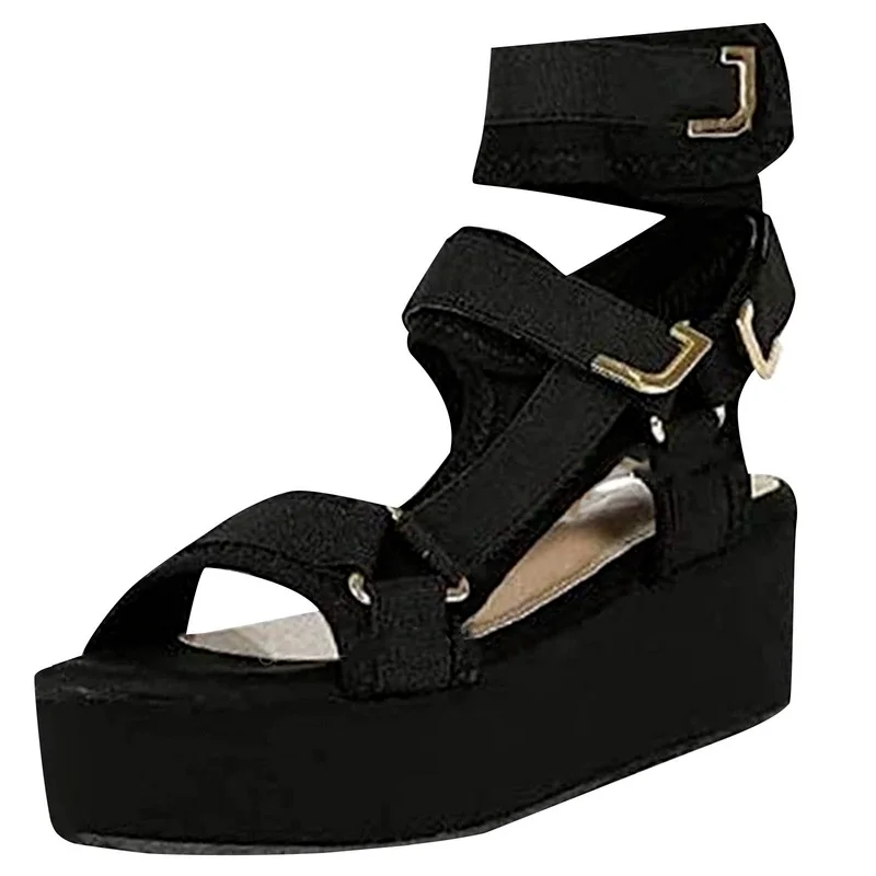 

Sandals Women Summer New Fashion Women's Sandals 2021 High Heeled Thick Bottom Serpentine Velcro Woman Shoes Zapatillas Mujer