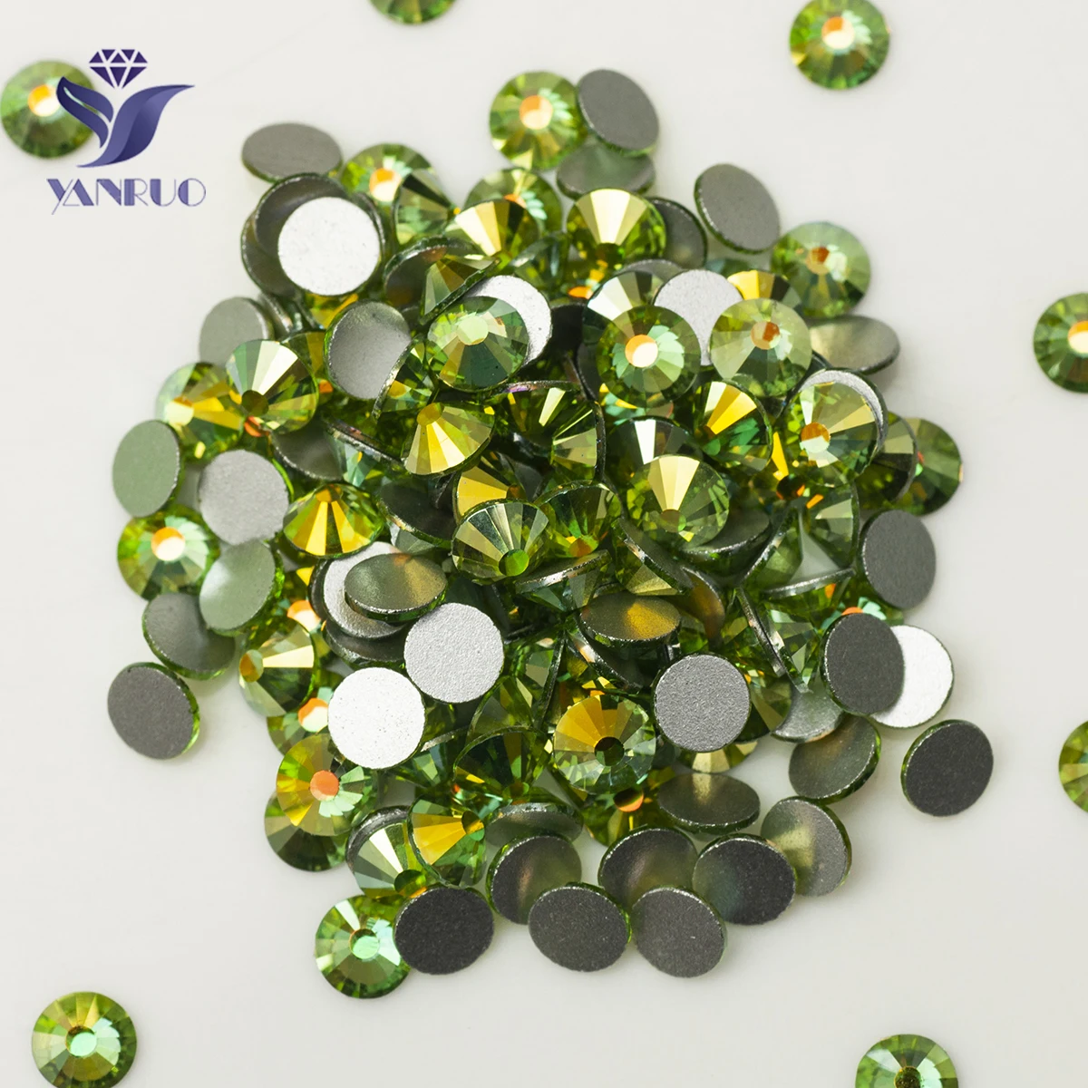 YANRUO 2058NoHF Peridot AB клейкое стекло без горячей фиксации стразы s свадебное платье