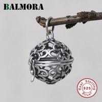 balmora original 925 pure silver pendant for women men vintage silver ball pendant hollow sachet pendant jewelry without chain