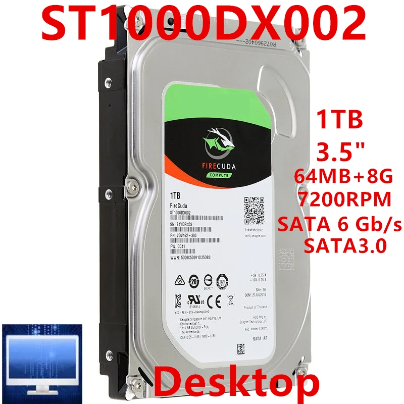 

New Original SSHD For Seagate 1TB 3.5" SATA 6 Gb/s 64MB+8G 7200RPM For Internal SSHD For Desktop SSHD For ST1000DX002