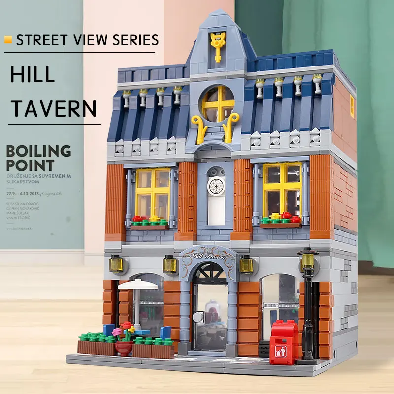 

Игрушки MOC Lepinblocks Серии Street View Hill таверна совместимые с 10224 строительные блоки кирпичи на день рождения рождественские подарки DIY QL0935
