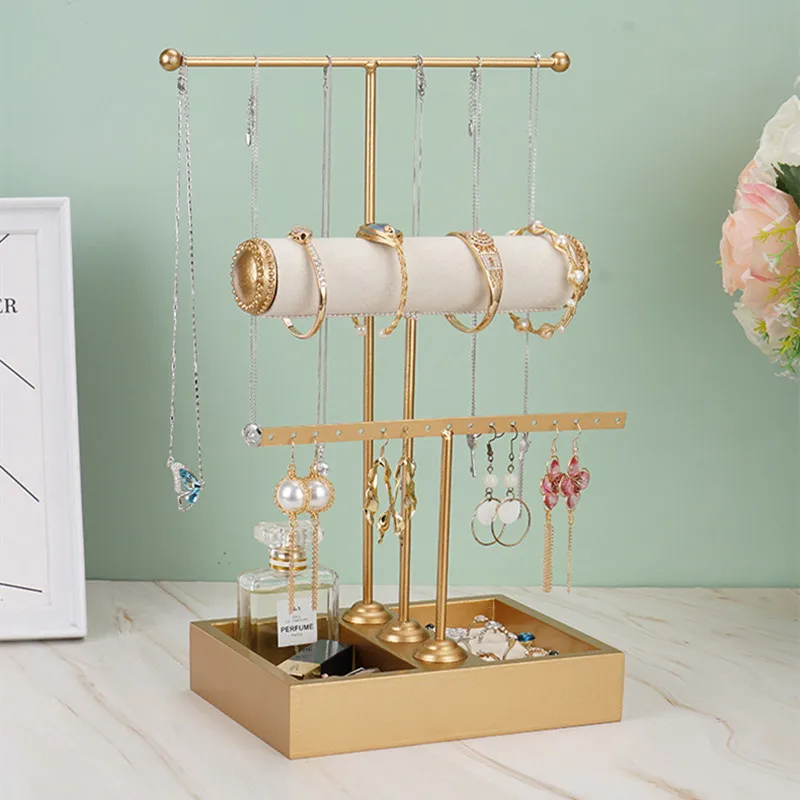Women Desk Jewelry Organizer Necklace Earring Storage Box Ring Bracelet Holder Gold Watch T-bar For Shop Store Display Stand | Украшения и