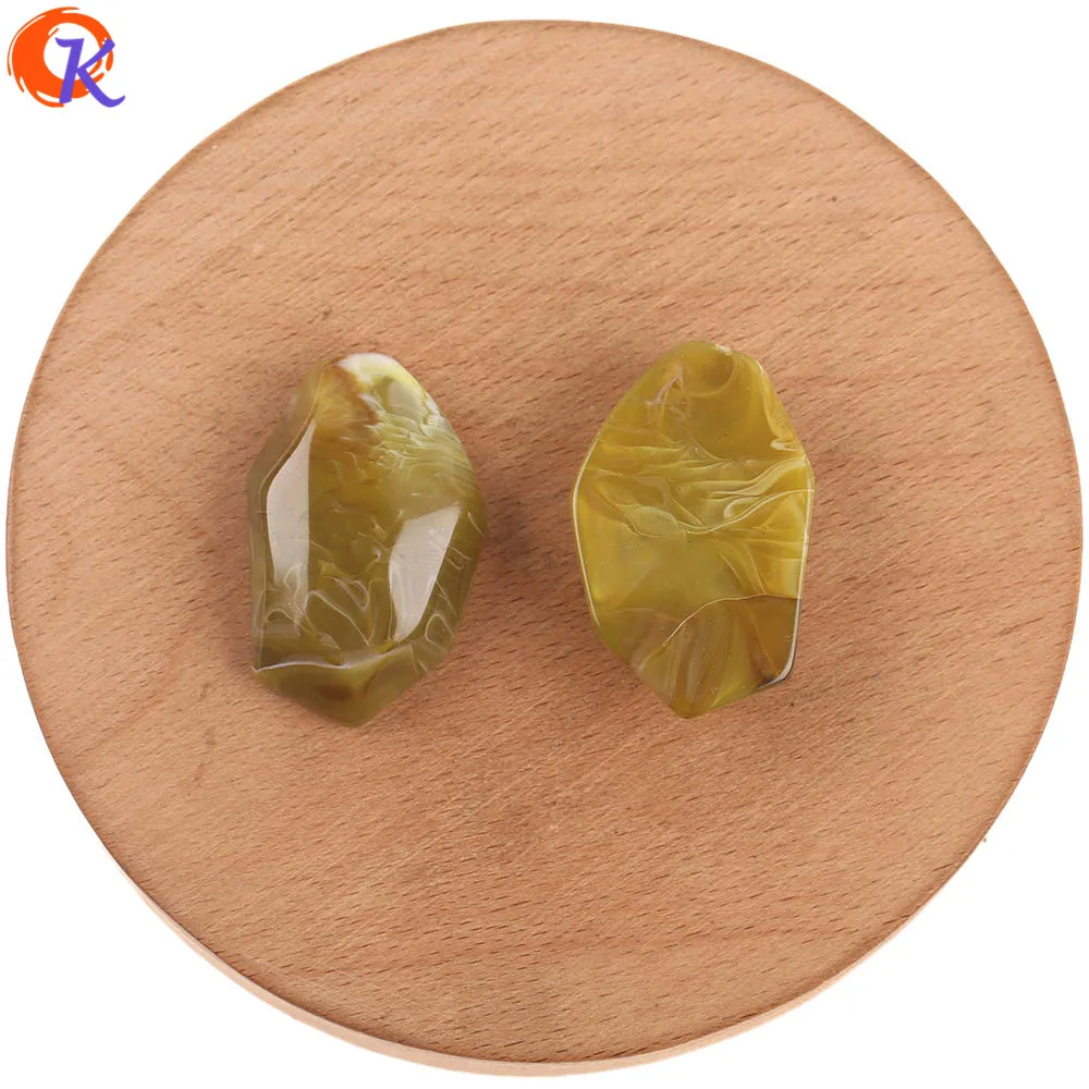 Yellow Green Cordial Design 22x35MM 50pcs Jewelry Accessories/Hand Made/Acrylic Beads/Marble Effect/Earring Findings/DIY Jewelry Making - Цвет: Yellow Green