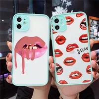 sexy girl kylie jenner lips kiss phone case matte transparent for iphone 7 8 11 12 s mini pro x xs xr max plus cover funda