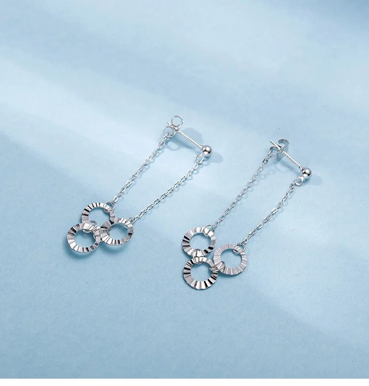 1 pair silver Серьги из стерлингового серебра 925 пробы, модная необычная круговая цепь, длинные серьги, сладкий французский стиль, дикие женские серебряные серьги для девочек, ювелирные изделия - Окраска металла: 1 pair silver