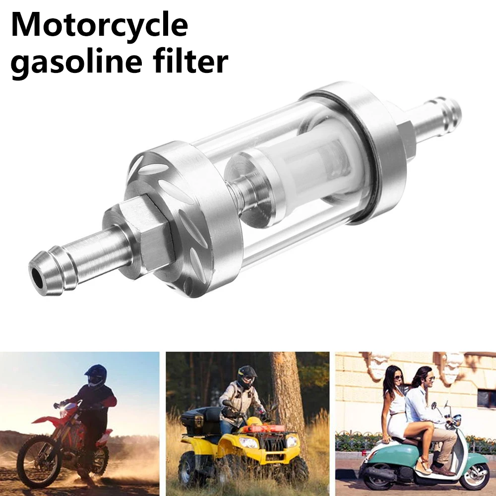 

Universal 8mm Motorcycle Fuel Filter Petrol Inline Car Fuel Filter Washable Aluminum Alloy Scooter Parts Motorbike Accessories