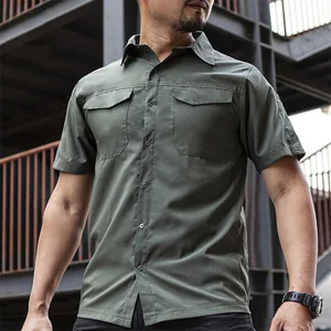 Рубашка мужская быстросохнущая с коротким рукавом, уличная тактическая дышащая износостойкая с лацканами, армейский Топ для восхождений и тренировок, лето