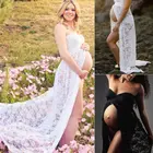 Летние женские кружевные платья-Макси для беременных, женское платье-бандо для беременных, кружевное платье для фотосессии