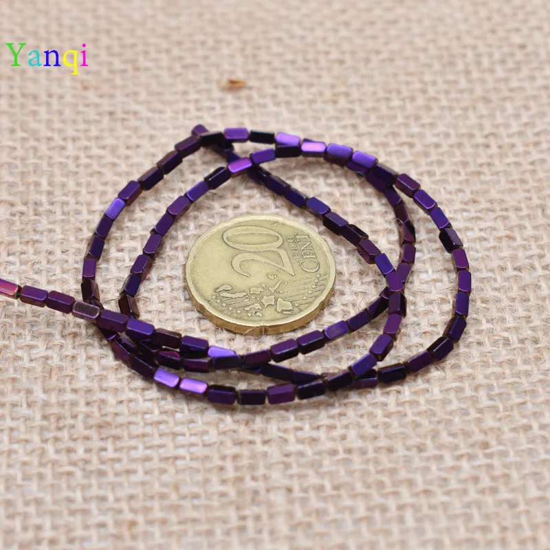 23-2x4mm 95 шт./лот, блестящие разноцветные бусины из натурального камня, гематит, прямоугольные бусины квадратной формы для самостоятельного изготовления ювелирных изделий - Цвет: 23-2x4mm