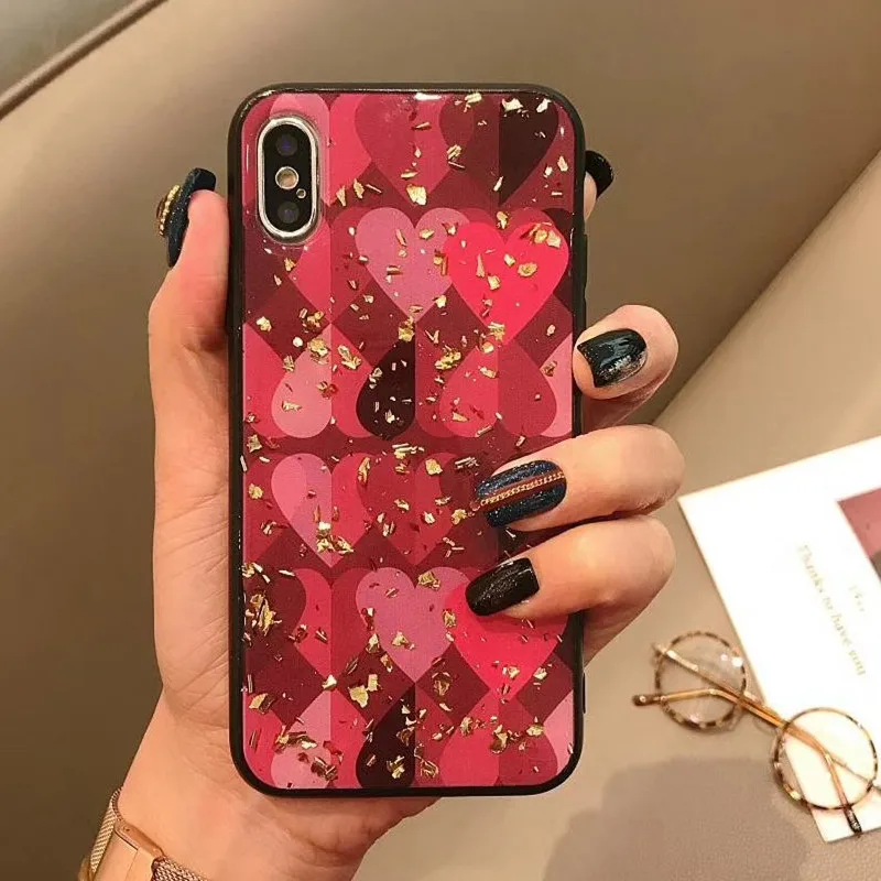 E Блестящий экзотический чехол для телефона с золотой фольгой для iPhone 7 plus 6 6 s 8 Plus, мягкий чехол из ТПУ с леопардовым принтом для iPhone XS Max XR 11, чехол - Цвет: E