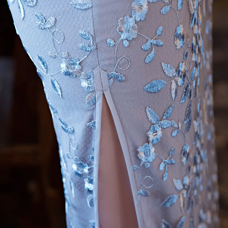 Новый дизайн сексуальное женское длинное платье Чонсам с вышивкой китайские